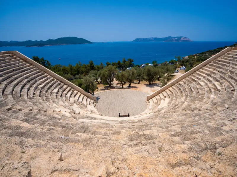 Amphitheatre in Kas, Antalya, Turkey - ancient theatre by the sea