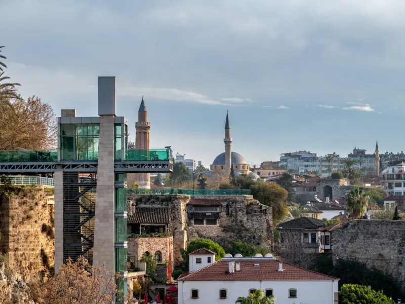Panoramic Elevator Near Republic Square in Antalya, Turkey