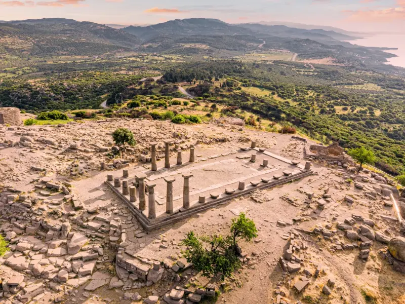 Temple of Athena in Assos on the Acropolis, Canakkale, Turkey