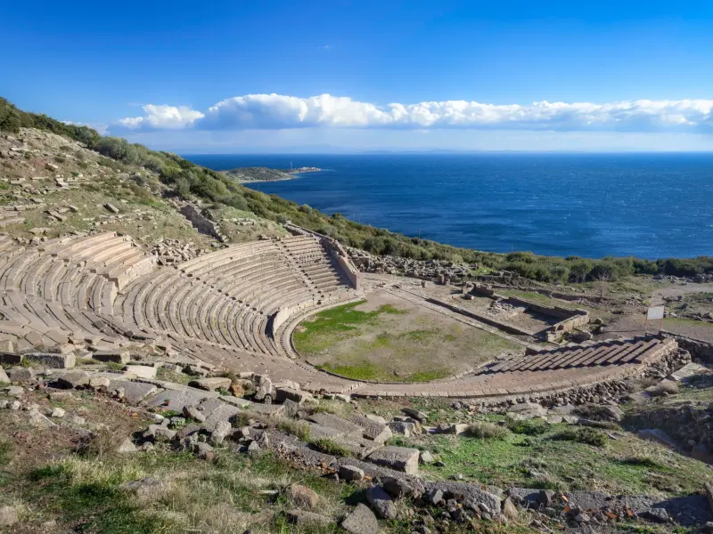 Assos Old Town in Canakkale, Turkey - acropolis and ruins