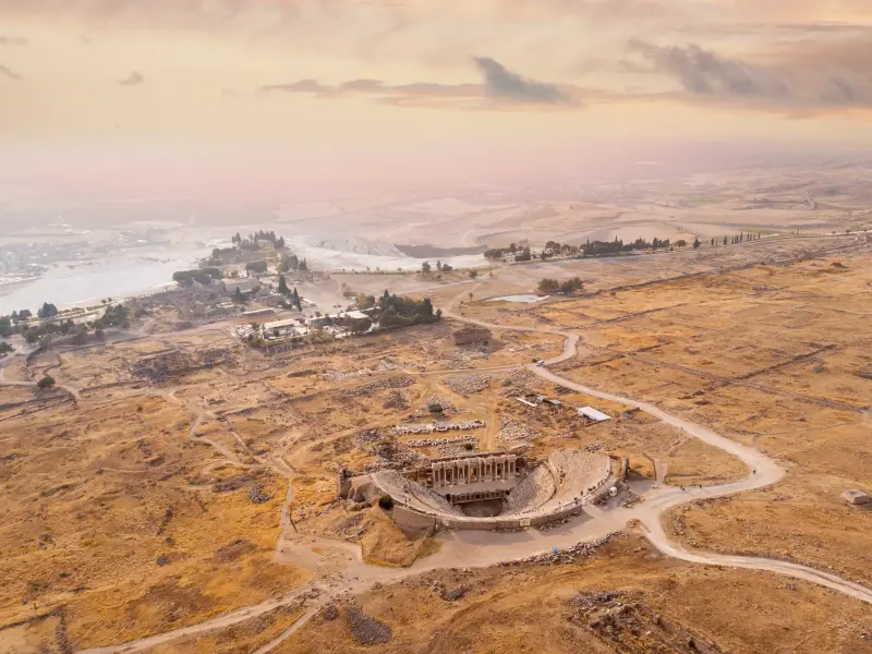 Amphitheater in Pamukkale on the Slope of Hierapolis