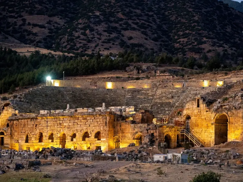Acropolis in Pamukkale on the Hierapolis Plateau, Turkey