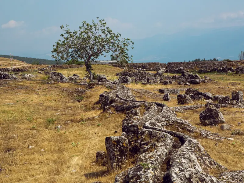 Pamukkale Aqueduct in the Hierapolis area, Denizli Province