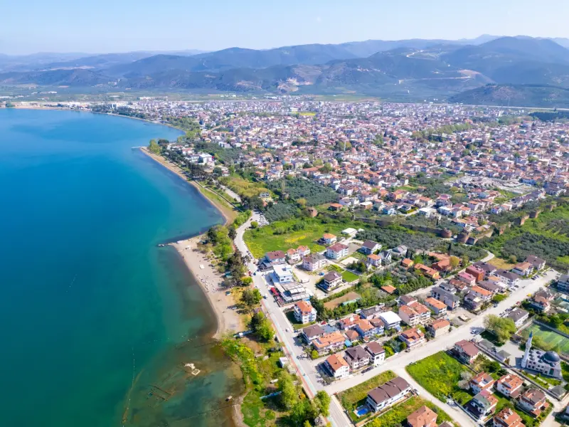Iznik City in Bursa Province, Turkey - monuments and the lakeside promenade