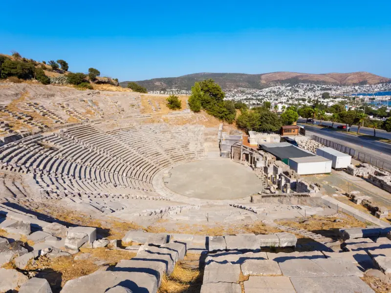 Amphitheater in Bodrum, Turkey - ancient theater on a hillside