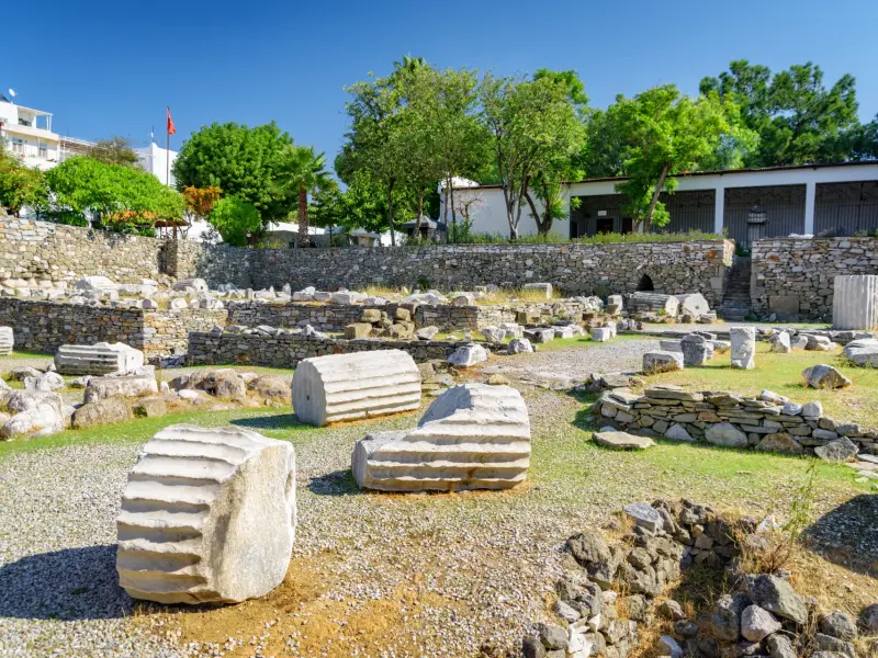 Mausoleum at Halicarnassus - archaeological site in the city center, Turkey