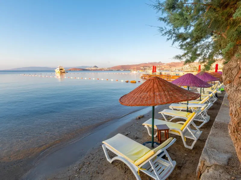 Ortakent Beach, Bodrum, Turkey - a shore for swimming and walking