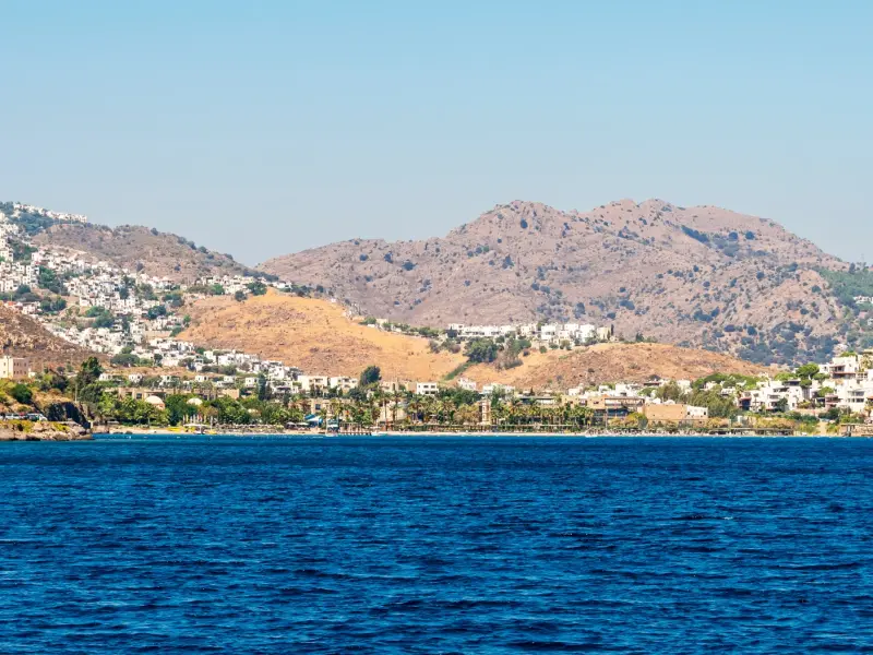 Bagla Beach in Bodrum, Turkey - a sandy bay for swimming
