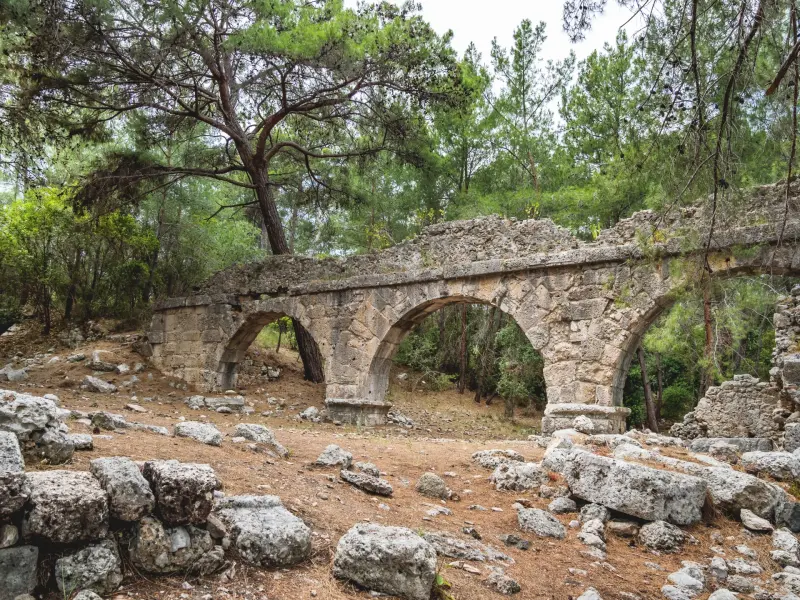 Phaselis Aqueduct by the ruins of the ancient city, Kemer, Turkey