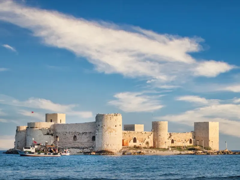 Kizkalesi Fortress off the shore of Kizkalesi, Turkey