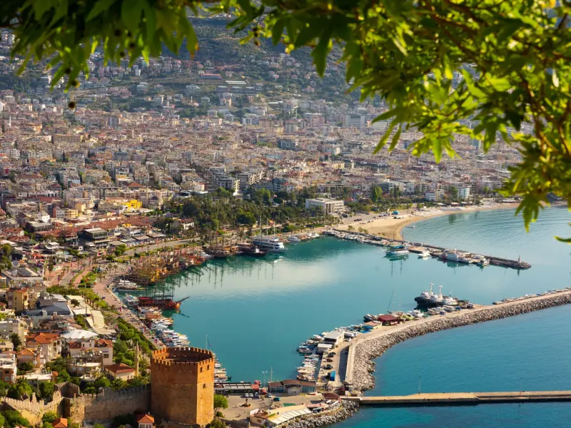 Alanya City Center in Alanya, Turkey - harbor, streets, and beaches