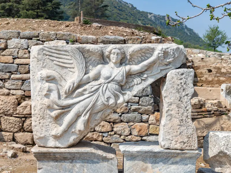 Bas-relief of the Goddess Nike in Ephesus, Izmir, Turkey