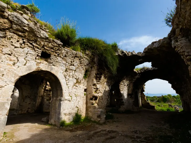 Ancient Hospital in Side in the center of Side, Turkey