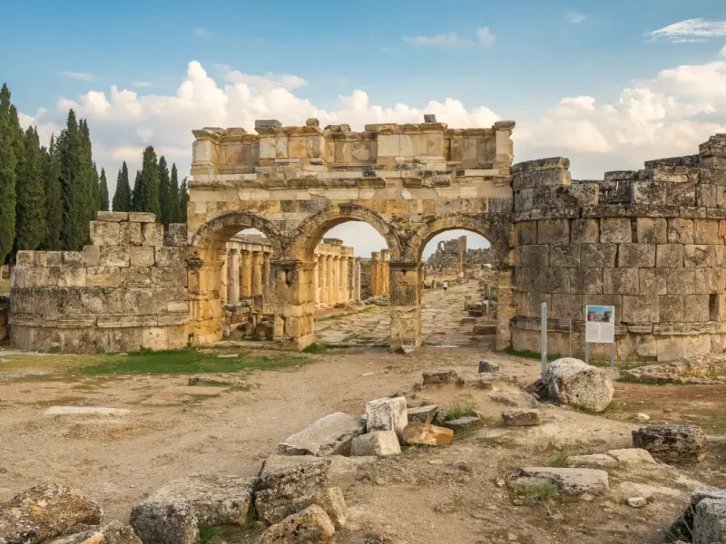 Gate of Domitian's Arch on the Pamukkale Plateau, Turkey