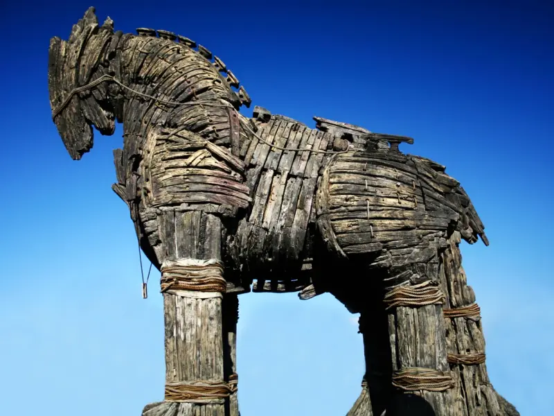 Statue of the Trojan Horse in Çanakkale, Turkey on the Dardanelles waterfront