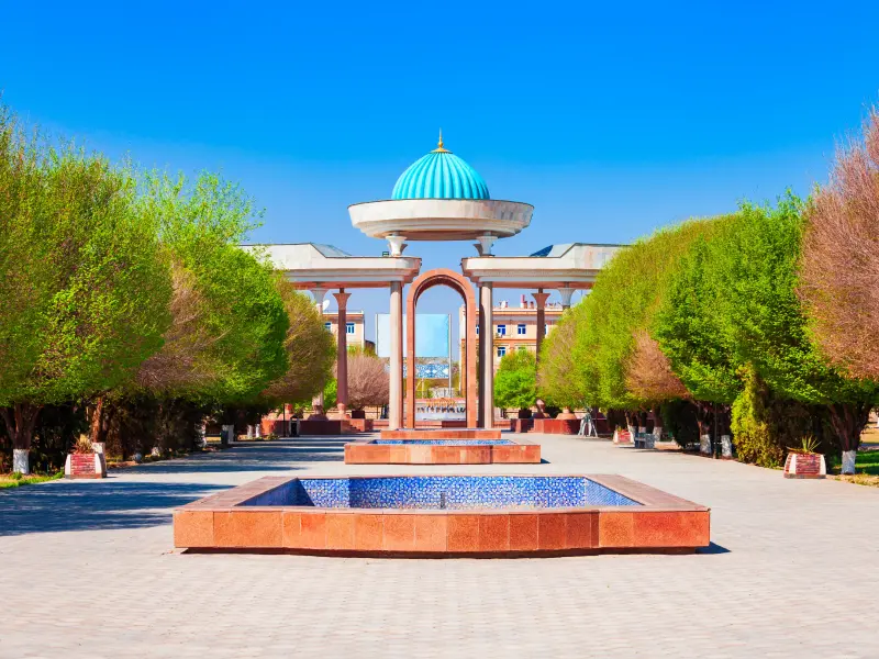 Monument to Jaloliddin Manguberdi in Urgench, Uzbekistan