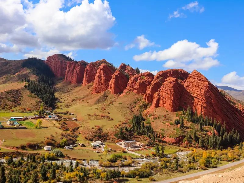 Jety-Oguz Village in the Jeti-Oguz District of Kyrgyzstan