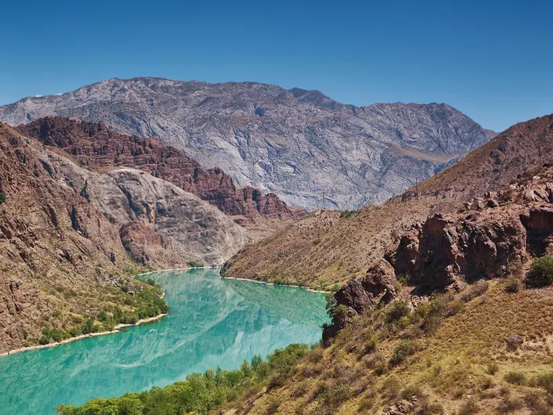 Rzeka Naryn w Narynie, Kirgistan