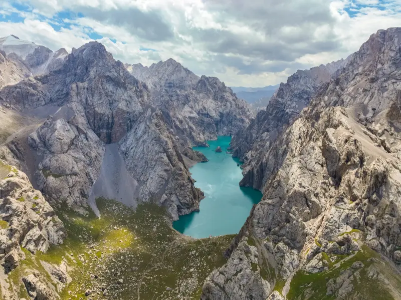Kel-Suu Lake in Naryn, Kyrgyzstan