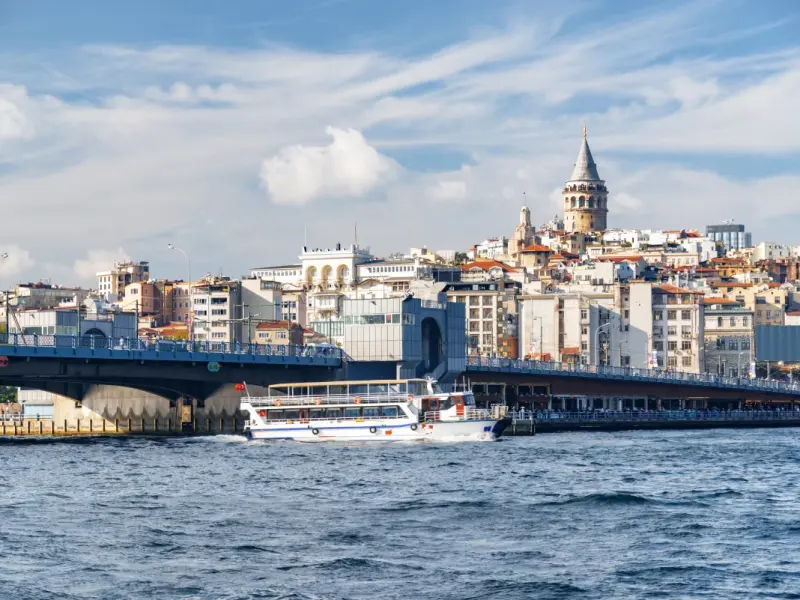 Galata Bridge in Istanbul, Turkey - crossing the Golden Horn