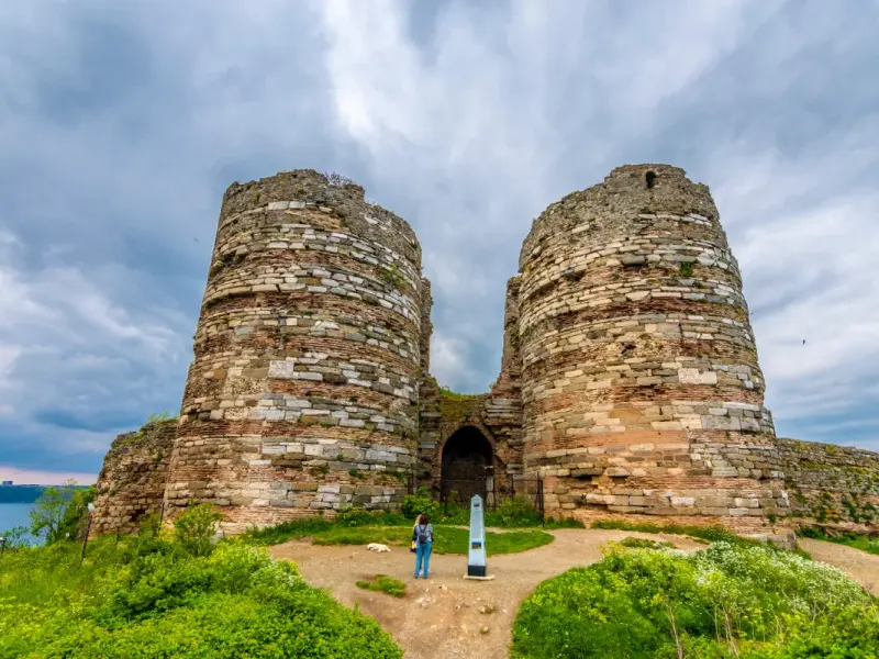Yoros Genoese Castle in Istanbul, Turkey - ruins above Anadolu Kavagi