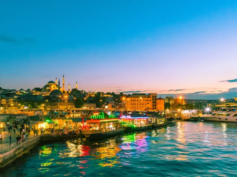 Eminonu Pier in the Historic Center of Istanbul, Turkey