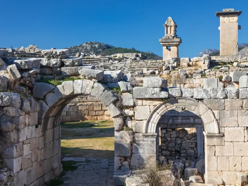 Lycian Tombs in Antalya, Turkey - funerary architecture of Lycia